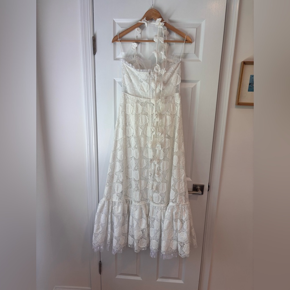 Alexis Women's White Villanelle Embroidered Lace Maxi Dress size L - Picture 6 of 9